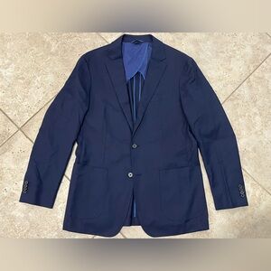 Mizzen Main Lavelle Blazer 40R Navy Blue 100% Wool Trim Fit Sport Coat Jacket